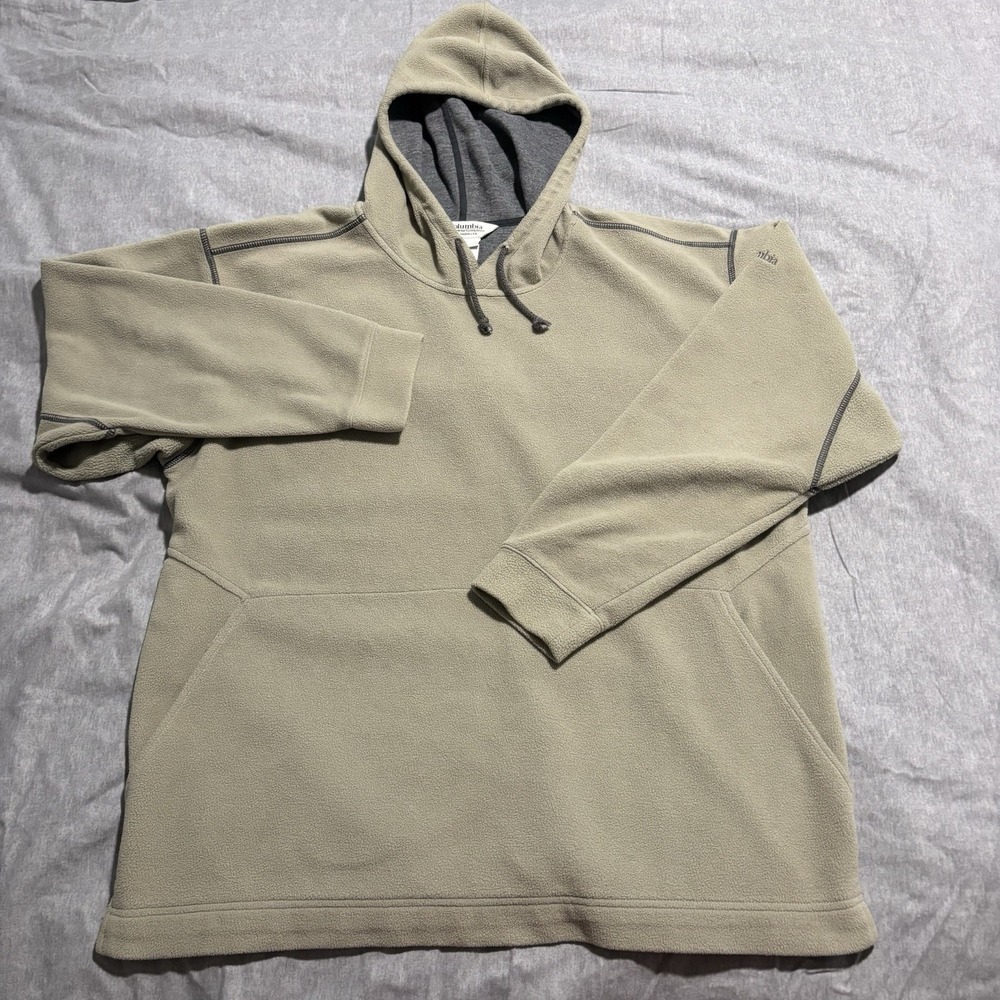 Columbia Unisex large Beige Tan Fleece Hoodie Pullover Soft Microfleece